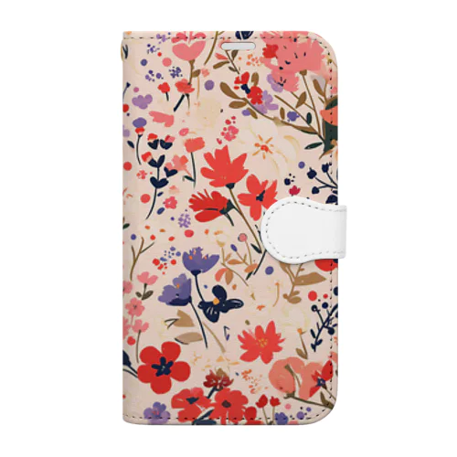 花柄のプリント　なでしこ1478 Book-Style Smartphone Case