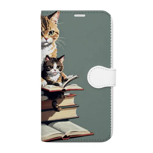 本を読む猫 Book-Style Smartphone Case