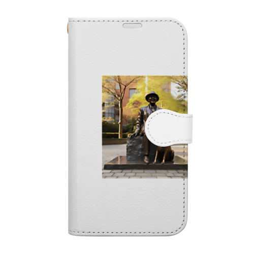 人と犬の銅像　なでしこ1478 Book-Style Smartphone Case