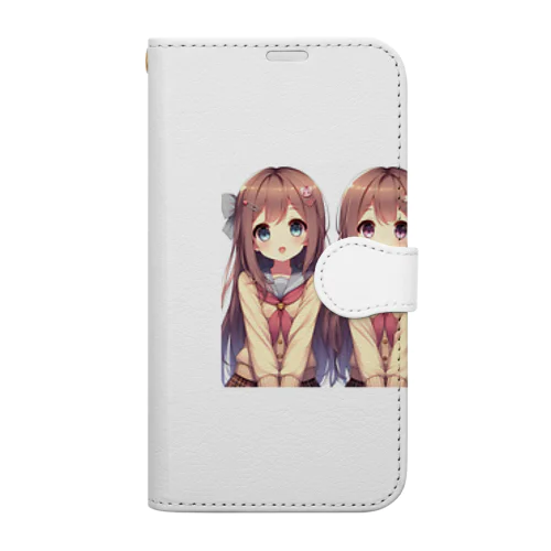 愛らしい可愛い双子の姉妹 Book-Style Smartphone Case