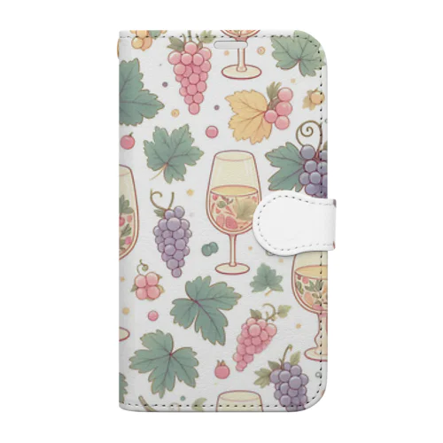 Wine and Grapes 手帳型スマホケース