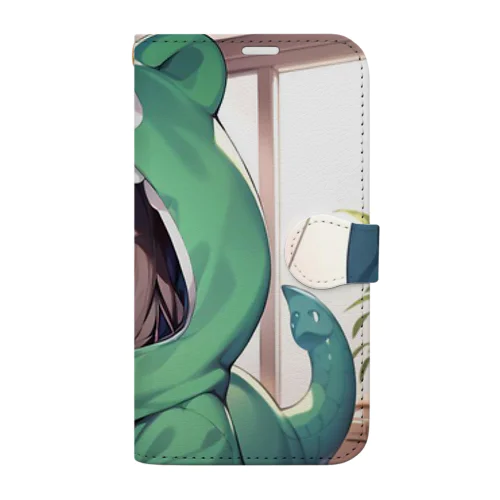 恐竜の着ぐるみを着た女の子 Book-Style Smartphone Case