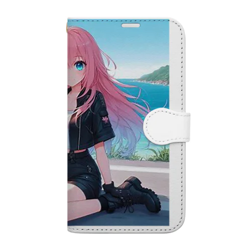 海岸沿いを駆け抜けるバイク❣️ Book-Style Smartphone Case