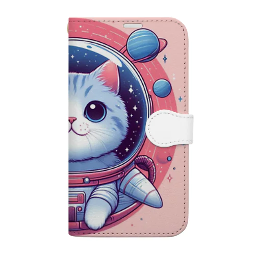 宇宙服ネコ Book-Style Smartphone Case