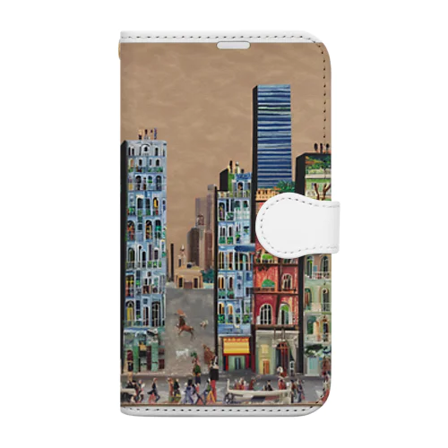 油絵　知らない都市の風景　ノスタルジー Book-Style Smartphone Case