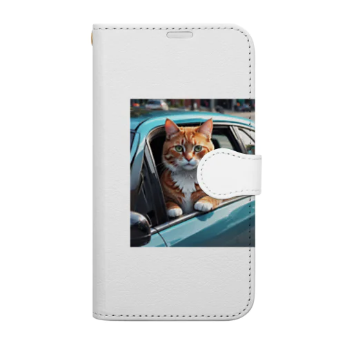 ドライブ中の猫 Book-Style Smartphone Case