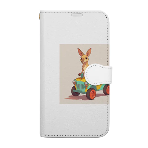 おもちゃの車に乗ったかわいいカンガルー Book-Style Smartphone Case