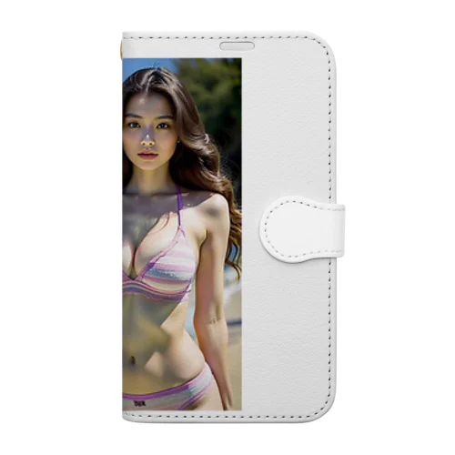 「海辺の恋模様: AI美女のビーチウェア・ファンタジー」vol251 Book-Style Smartphone Case