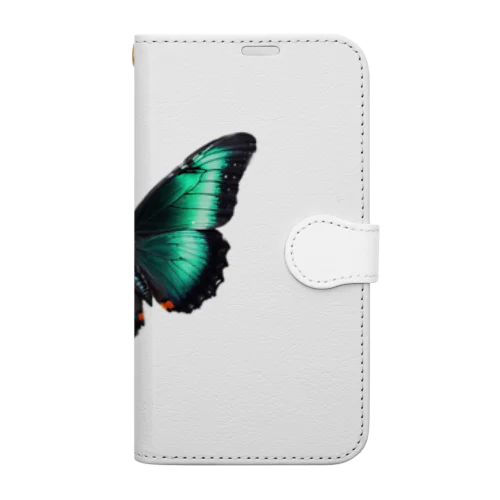 黒と翡翠の蝶々 Book-Style Smartphone Case
