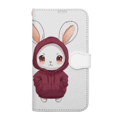 赤パーカーを着ているうさぎちゃん Book-Style Smartphone Case