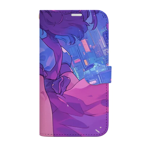 昭和レトロアニメ風近未来ガール Book-Style Smartphone Case