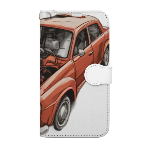 スポーティな赤い車がセンターに駐車。 Book-Style Smartphone Case