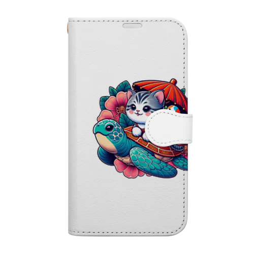 亀乗り子猫 Book-Style Smartphone Case