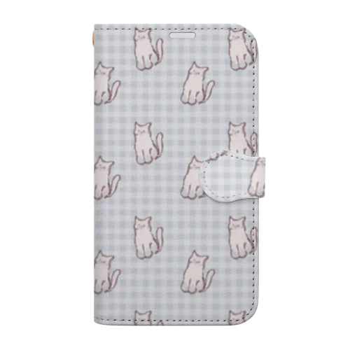 ねこねこねこねこピンクシャム猫ギンガムチェック Book-Style Smartphone Case