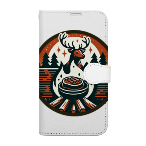 Camping Steak（キャンピング・ステーキ）01赤丸 手帳型スマホケース