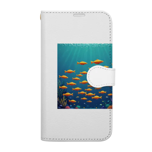 海中を泳ぐ魚のひれ 手帳型スマホケース