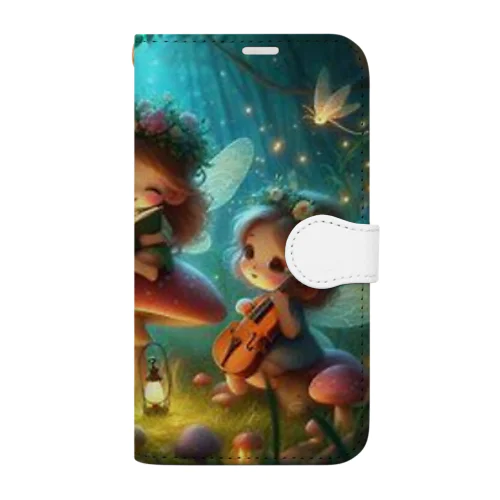 夜の森の妖精たち Book-Style Smartphone Case
