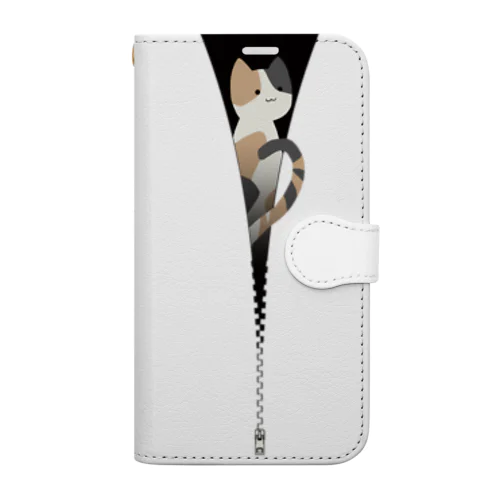 ファスナー猫　三毛猫 Book-Style Smartphone Case