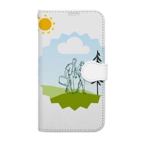 いい天気だ！散歩しよう！　歩こ～歩こ～私は元気～♪ Book-Style Smartphone Case