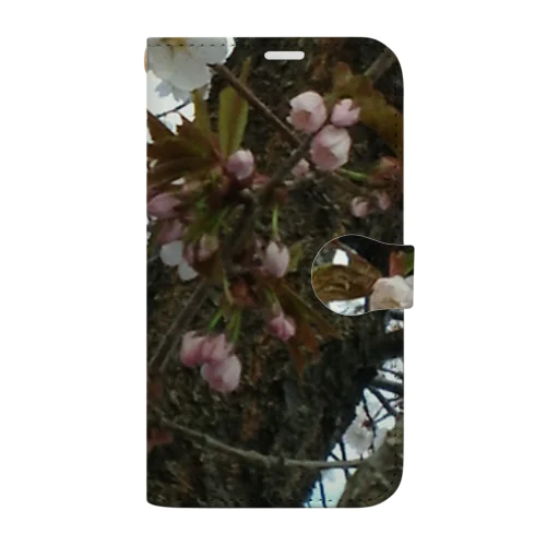 201605121700000　曇り日の桜 Book-Style Smartphone Case