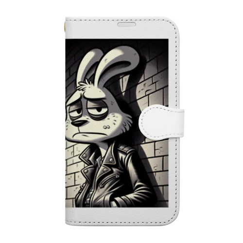 ヤサグレた都会ウサギ Book-Style Smartphone Case