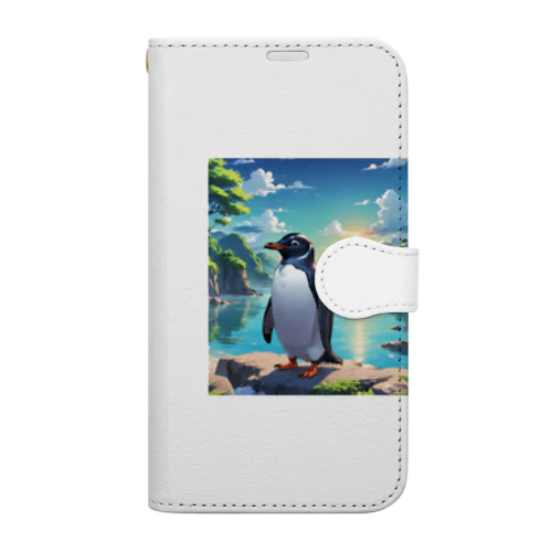海辺のペンギン画像！ Book-Style Smartphone Case