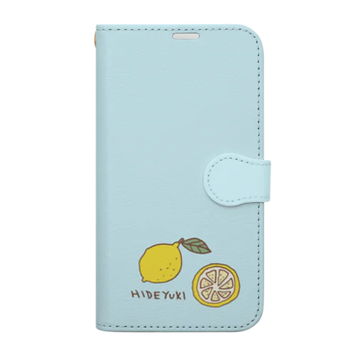 レモン　ワンポイント　ライトブルー Book-Style Smartphone Case