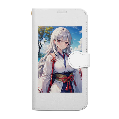 母性溢れる巫女 Book-Style Smartphone Case