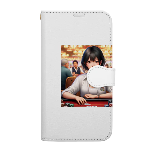 ポーカーをする女の子 Book-Style Smartphone Case