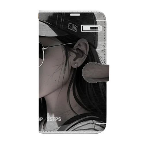 Cool girl【モノクロ】 Book-Style Smartphone Case