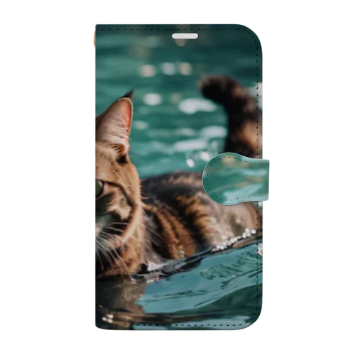 泳ぐ猫 Book-Style Smartphone Case