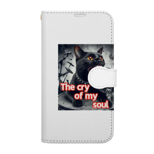 歌を歌う黒猫 Book-Style Smartphone Case