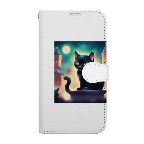 可愛い黒猫が見つめている Book-Style Smartphone Case