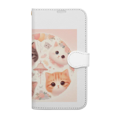 かわいい子猫たちに見つめられて Book-Style Smartphone Case