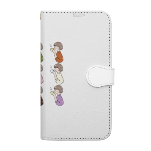 ほっとひと息つく女の子　オール Book-Style Smartphone Case