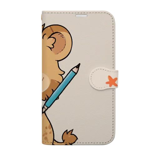 可愛いライオンとおもちゃのペン Book-Style Smartphone Case