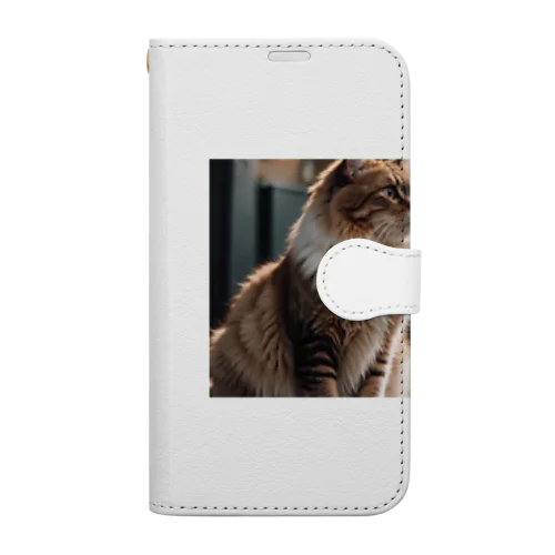 遊び疲れた猫のふわふわのしっぽ Book-Style Smartphone Case