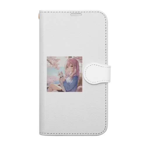 ネコと花見 Book-Style Smartphone Case