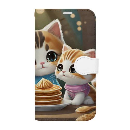 子猫家族とパンケーキ Book-Style Smartphone Case