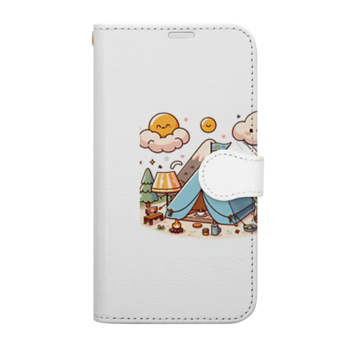 青いテントで山キャンプ♪ドキドキ天気♪ Book-Style Smartphone Case