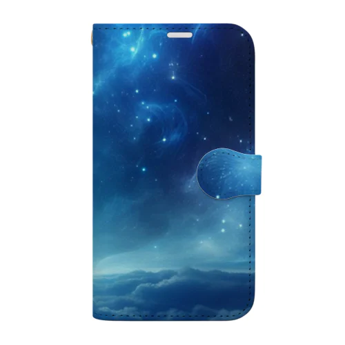 夜の星空雲の上 Book-Style Smartphone Case