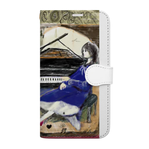 ピアノが好きな女の子 Book-Style Smartphone Case