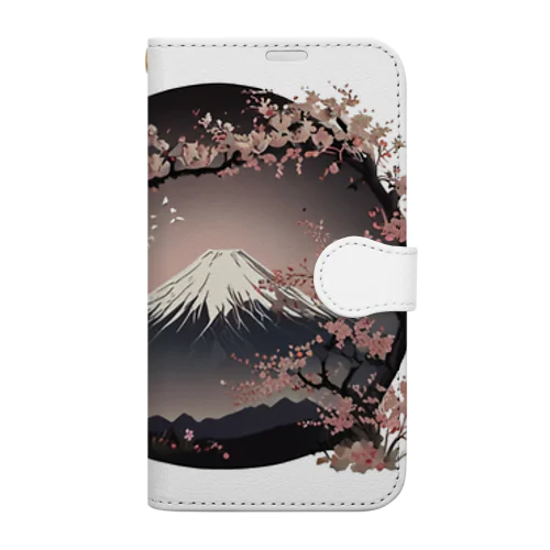 桜と富士山 手帳型スマホケース