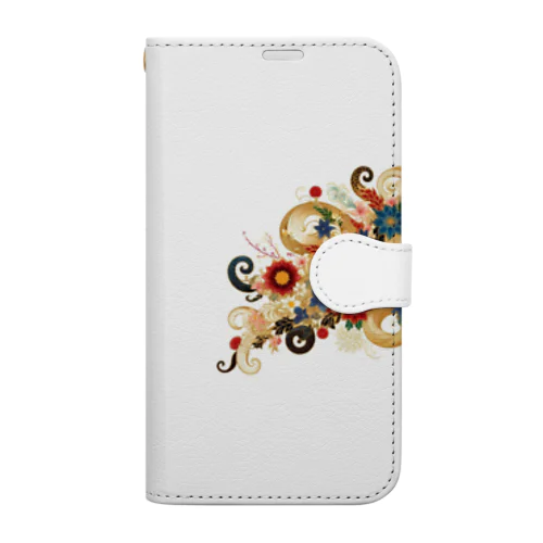 唐草と花 Book-Style Smartphone Case