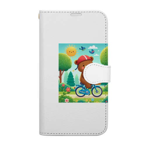 自転車に乗ったクマ　人気アイテム　かわいい Book-Style Smartphone Case