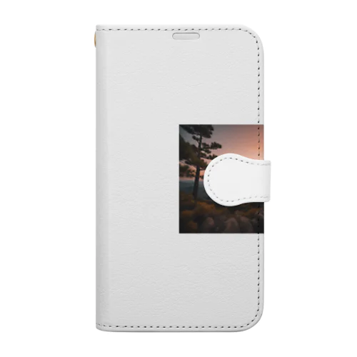 夕陽が山々にそそぐ美しい光 Book-Style Smartphone Case