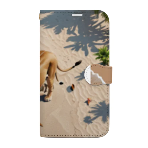 浜辺のライオン Book-Style Smartphone Case