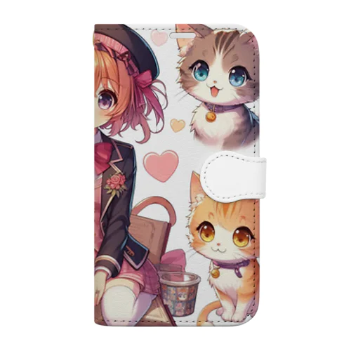 大好きな猫に囲まれて Book-Style Smartphone Case