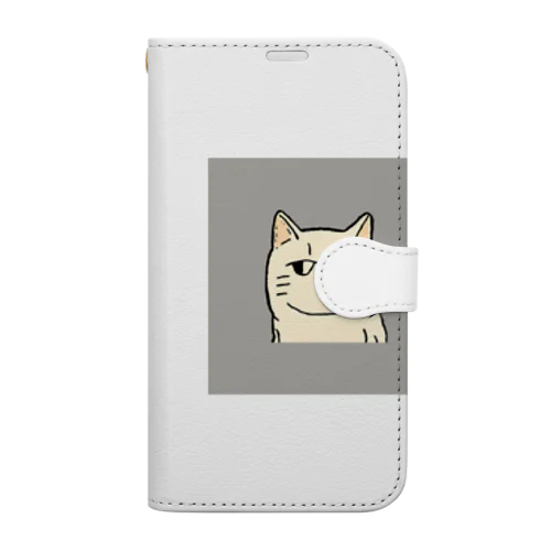 ふてくされたネコくん(グレー) Book-Style Smartphone Case