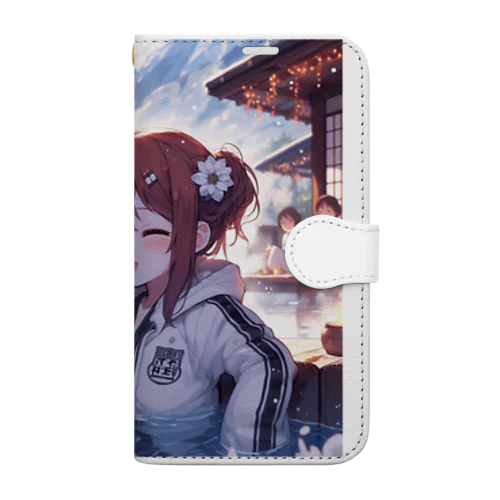 温泉楽しむ女子 Book-Style Smartphone Case